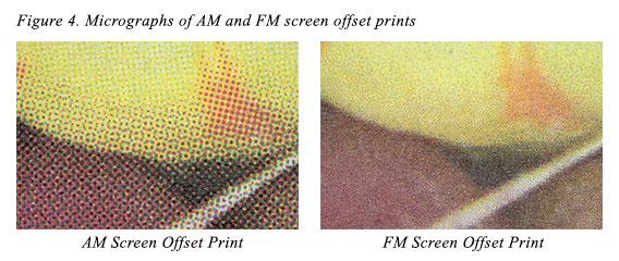 Figure 4. Micrographs of AM and FM screen offset prints